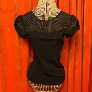 Express Black Sheer Yoke Blouse